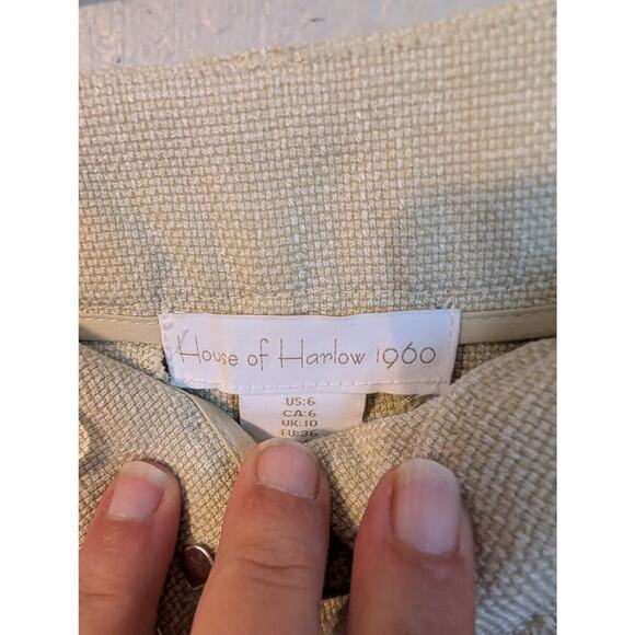 House of Harlow‎ 1960 Womens Dress Pants 6 Green Straight Leg Pleated Trousers - Picture 3 of 9